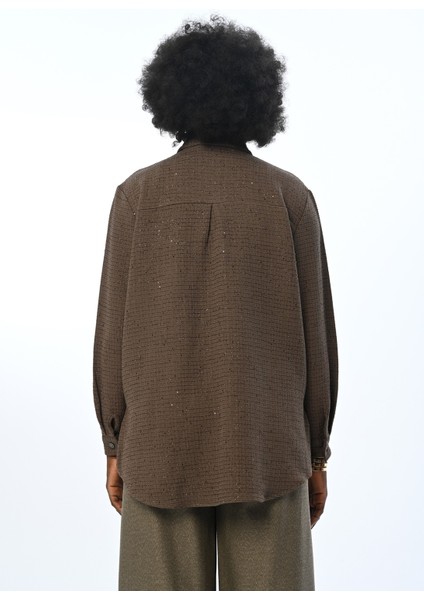 Kadın Sim Detaylı Oversize Kesim Gömlek indirimleri