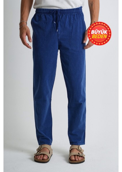 Erkek Büyük Beden %100 Pamuk Keten Görünümlü Pantolon E206-3