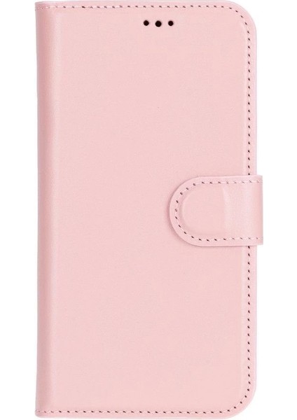 Apple iPhone 16 Uyumlu, Hakiki Deri, El Yapımı, Cüzdanlı Kılıf, Toz Pembe fırsatları