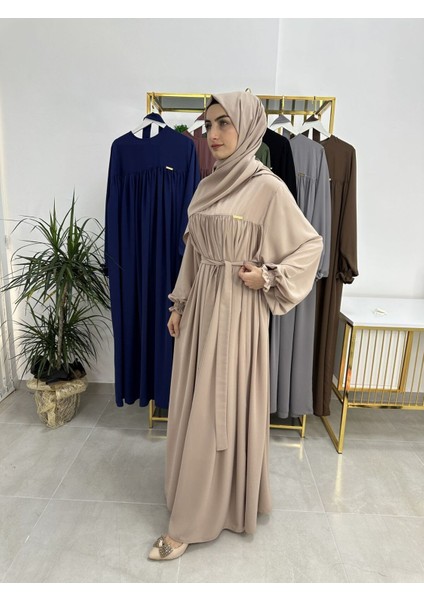 Şallı ve Üsten Robalı,kemerli Elbise Takım .hijap ,abaya (Hac ve Umre Için Uygundur) Bej fiyatları