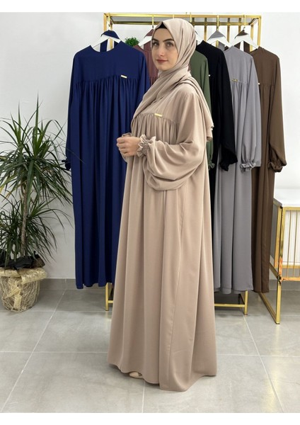 Şallı ve Üsten Robalı,kemerli Elbise Takım .hijap ,abaya (Hac ve Umre Için Uygundur) Bej fırsatları