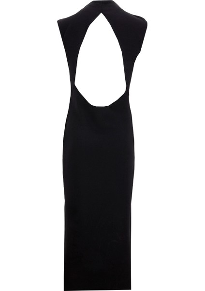 Yarım Balıkçı Yaka Düz Siyah Midi Kadın Elbise F5WL-ELB0403 fiyatları