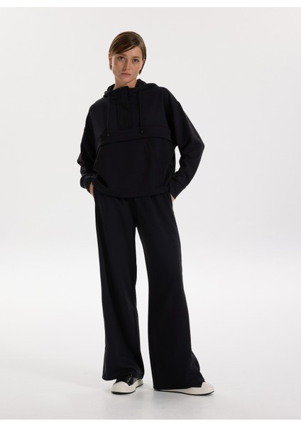 Kapüşon Yaka Düz Siyah Kadın Sweatshırt F5WL-SWT0407 fiyatları