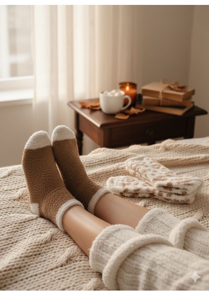 2'li Yumuşak Kokulu Peluş Uyku Çorabı modelleri