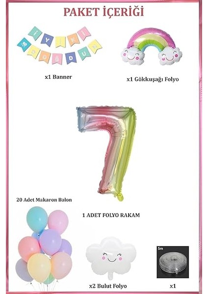 Yaş Gökkuşağı Bulut Konsepti Doğum Günü Parti Kutlama Seti fiyatları