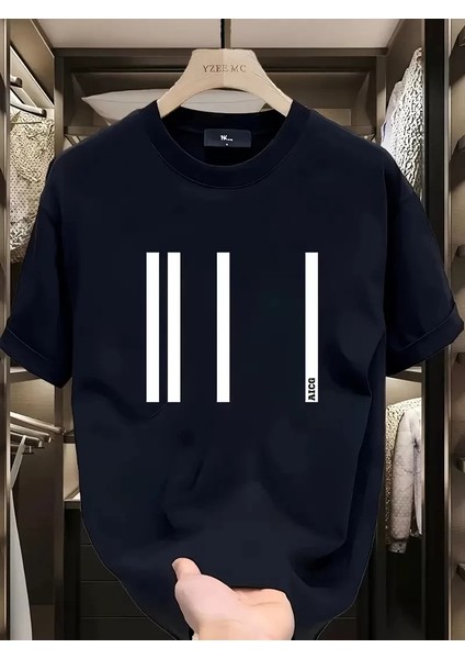 Aıcg Ön Arka Baskılı Bisiklet Yaka Kadın Oversize Bisiklet Yaka T-Shirt - Siyah