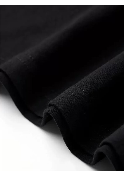 Aıcg Ön Arka Baskılı Bisiklet Yaka Kadın Oversize Bisiklet Yaka T-Shirt - Siyah fırsatları