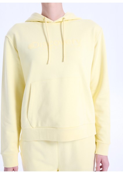 D5WL-SWT3570 Açık Sarı Kapüşon Yaka Relaxed Baskılı Kadın Sweatshırt indirimleri