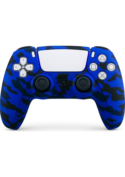 Ps5 Dualsense Joystick Koruyucu Silikon Kılıf – Yüksek Kaliteli, Esnek, Mavi Kamuflaj Desenli Kaplama