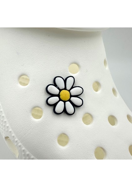 Terlik Süsü ve Aksesuarı , Çanta Süsü – Jibbitz 3D Renkli Papatya Logo Aksesuar