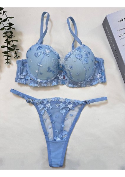 Mavi Kalpli Destekli Sütyen Takımı