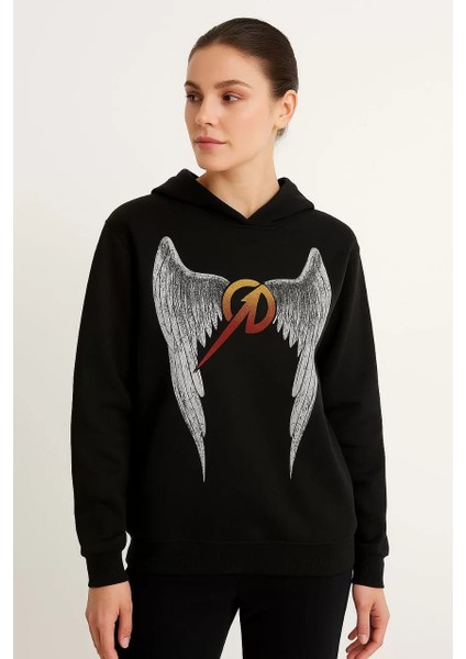 Metallica Iki Iplik Kapüşonlu Ön ve Arka Baskılı Hoodie - Siyah