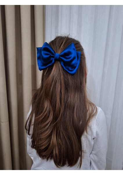 Kadın Saten Fiyonk Saç Tokası / Derin Mavi – Timsah (Pens) Klipsli fiyatları