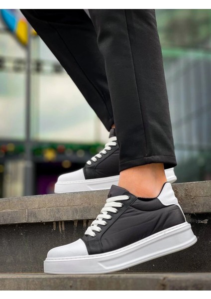 KB-X46 Kuback Siyah Beyaz Yüksek Beyaz Taban Günlük Spor Ayakkabı fırsatları