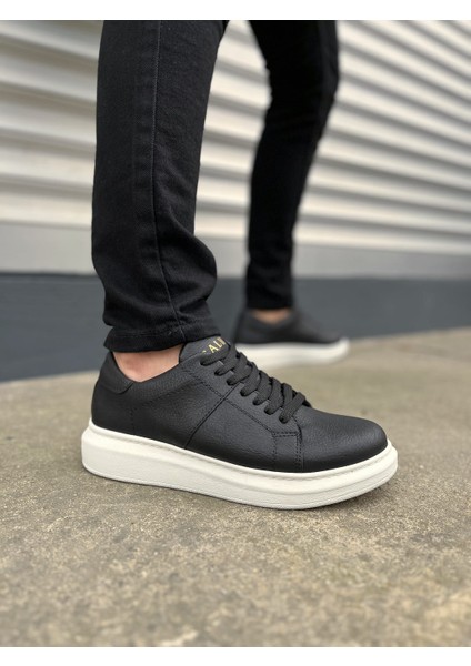 JY151 Boost Bağcıklı Cilt Erkek Günlük Sneaker Ayakkabı Cbt - Siyah
