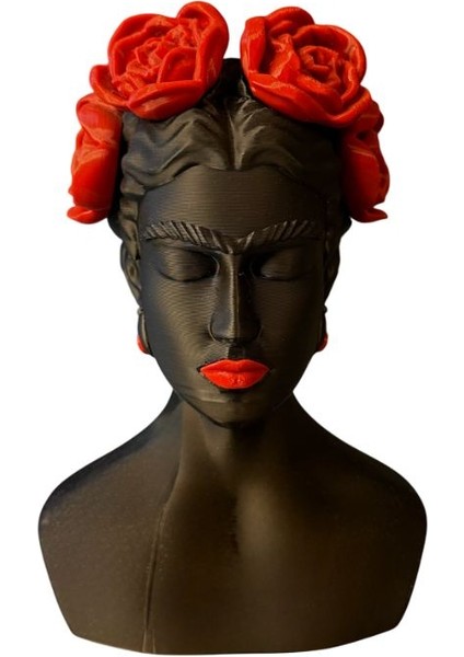 Frida Kahlo (Kırmızı) Büstü 3D Baskı Dekoratif Obje – Modern Ev ve Ofis Dekoru - El Işçiliği Ile Boyama fiyatları