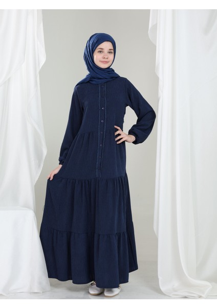 Elara Kız Çocuk Kadife Elbise Lacivert