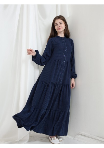Elara Kız Çocuk Kadife Elbise Lacivert