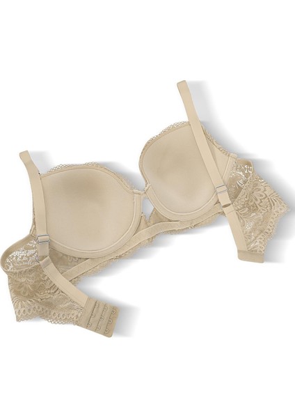 Dantelli Dekolte Sütyen Külot Takım Push Up, 2451 Taş Rengi fırsatları