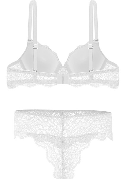 Anna 2735 Dantelli Dekolte Dolgulu Push-Up Sütyen ve Külot Takımı- Ekru fiyatları