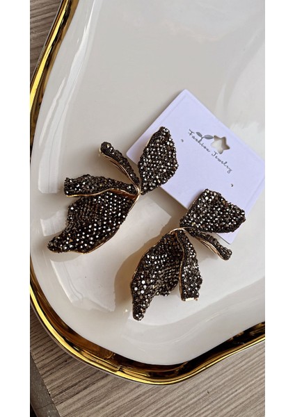 a Gümüş Işıltılı Yaprak Küpe