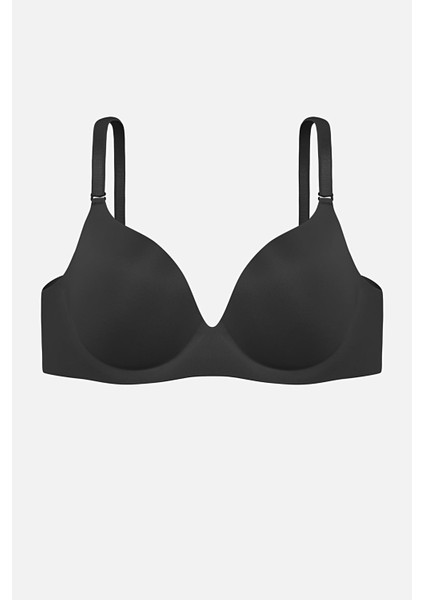 Lazer Kesim Dikişsiz Push Up Sütyen - 2820 - Siyah