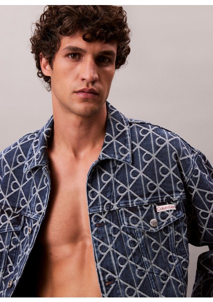 Indigo Erkek Denim Ceket LV04RD767G0RM 90S Indıgo Emblem Jac fırsatları