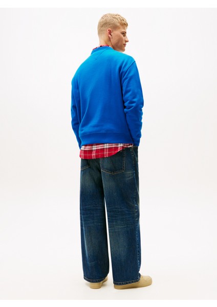 Bisiklet Yaka Indigo Erkek Sweatshırt DM0DM22087C3D Tjm Rlx Boucle Fnt Pl