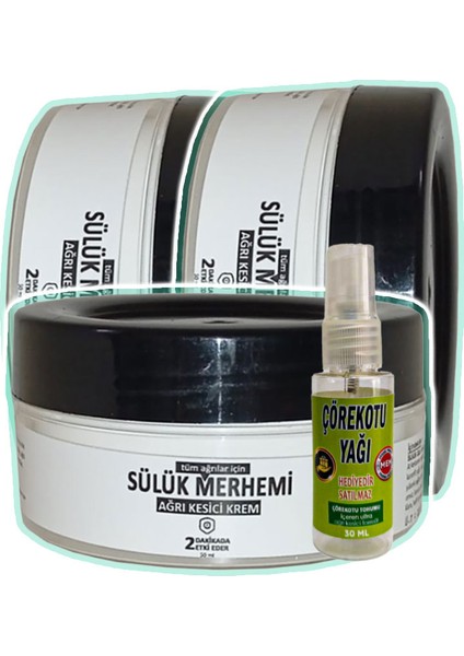 Sülük Merhemi 3 Adet 50 ml Teskin Kremi + Çörek Otu Yağı Teskin Yağı 30 ml