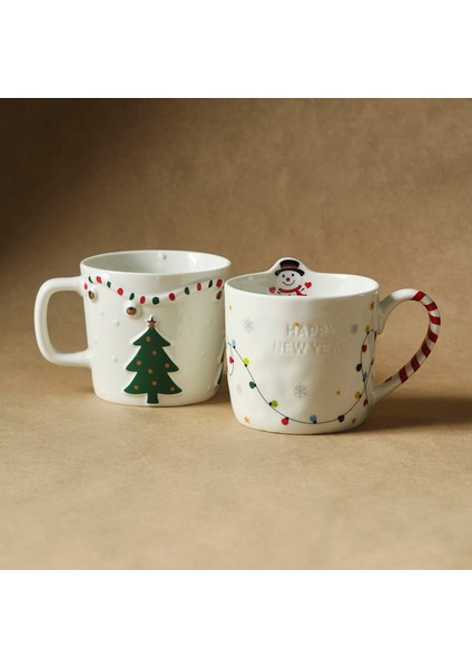 New Year Yılbaşı Glowy Tree Flake 2'li Kupa 460 ml