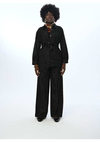 Kadın Çift Cepli Simli Kuşaklı Gömlek modelleri