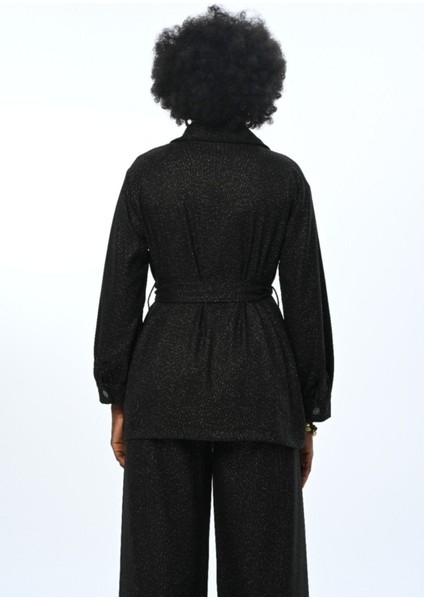 Kadın Çift Cepli Simli Kuşaklı Gömlek fırsatları