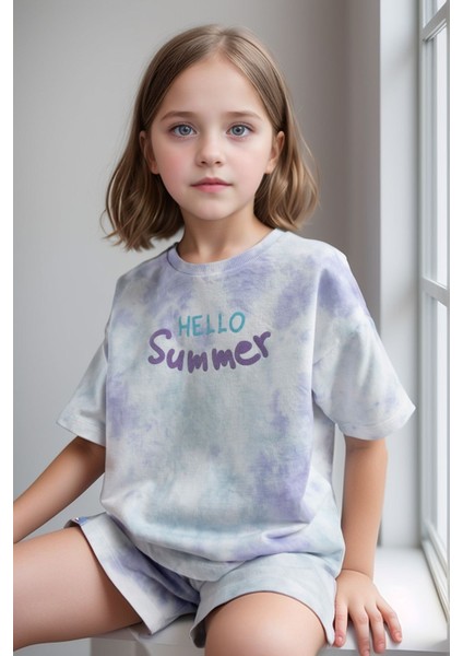 Kız Çocuk Giyim %100 Pamuklu Oversize Desenli T-Shirt & Şort Ikili Takım LL.P01.O2.L01.010 fiyatları