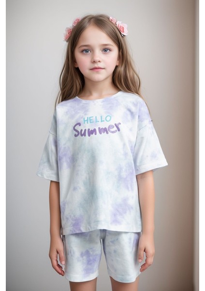 Kız Çocuk Giyim %100 Pamuklu Oversize Desenli T-Shirt & Şort Ikili Takım LL.P01.O2.L01.010 modelleri