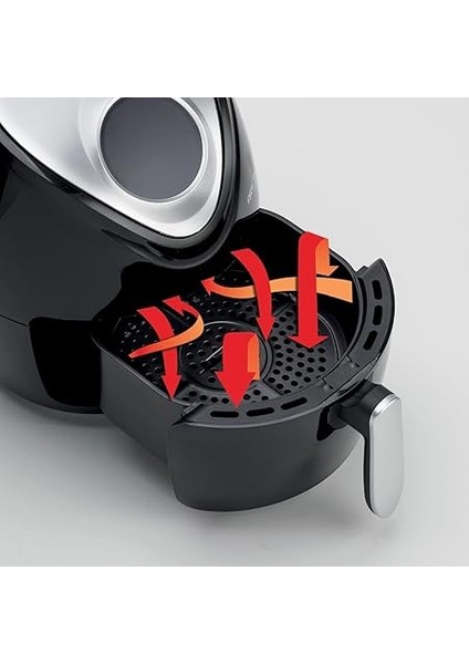 Airy Fryer Digital 4616, Sıcak Hava Fritözü 3,5 Litre, 60 Dakikalık Zamanlayıcı, LCD ve Dokunmatik Ekran, 7 Pişirme Kademeli, Maksimum Sıcaklık 200 °c, 1300 W, Siyah indirimleri