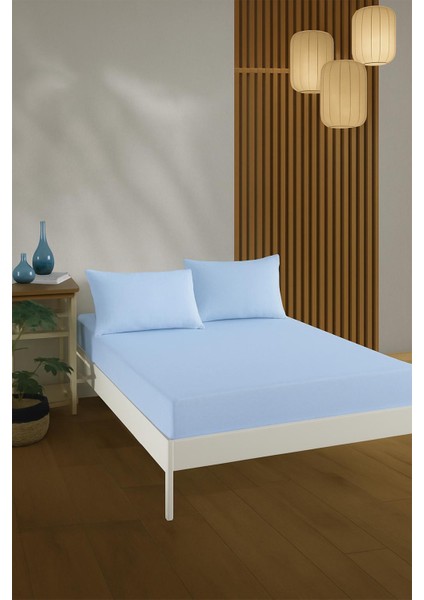 %100 Pamuklu Çi̇ft Ki̇şi̇li̇k Çarşaf Takimi-Açık Mavi fiyatları