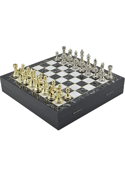 Büyük Boy Metal Klasik Satranç Tk. Parlak ve Mermer Desenli Sandıklı Mdf TAHTASI(36X36X6 Cm.) fırsatları
