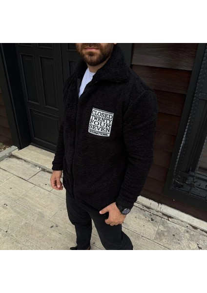 Erkek Polar Fermuarlı Sweatshirt – Kapüşonsuz, Cepli, Yumuşak Dokulu, Oversize Rahat Kalıp, Kışlık Sıcak Tutan Fermuarlı Üst - Siyah fırsatları
