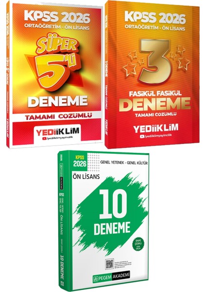Kpss 2026 Süper 5 Deneme ve Fasikül Fasikül 3 Deneme - 2026 Kpss Ön Lisans Çözümlü 10 Deneme