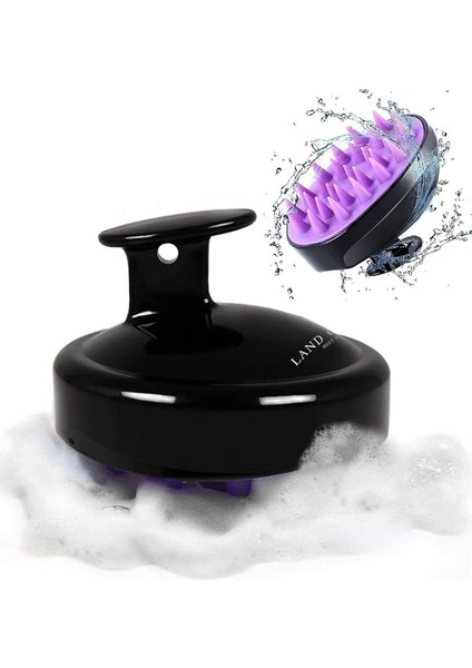 Of Myth - LOM1031 Saç Derisi Masaj Şampuan Fırçası, Yetişkin, Çocuk ve Evcil Hayvan Için Yumuşak Silikon Dişli Duş Şampuan Fırçası (Siyah)