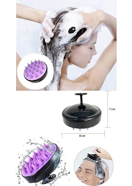 Of Myth - LOM1031 Saç Derisi Masaj Şampuan Fırçası, Yetişkin, Çocuk ve Evcil Hayvan Için Yumuşak Silikon Dişli Duş Şampuan Fırçası (Siyah) indirimleri