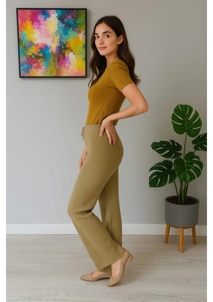 Kadın Yüksek Bel Triko Pantolon fiyatları