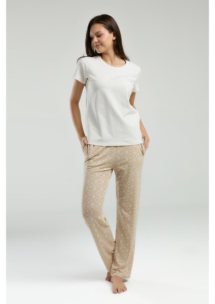 Kadın Süprem Kumaş Kısa Kollu Pijama Takımı