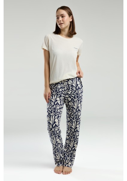 Kadın Süprem Kumaş Kısa Kollu Pijama Takımı