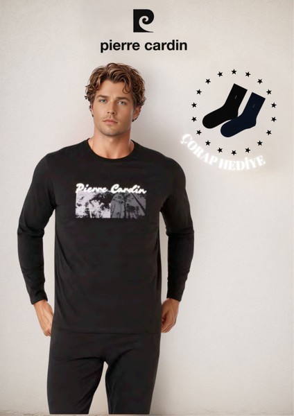 %100 Pamuk Uzun Kol Lisanslı & Baskılı Pijama Takımı (2 Adet Hediye Çorap) L1.PC.6096.001