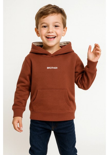 Erkek Çocuk %100 Pamuk Uzun Kollu Kapüşonlu Baskılı Sweatshirt - Çocuk Giyim