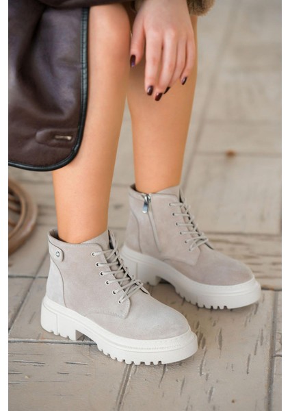 Farber Kadın Hakiki Süet Deri Taşlı Bot Bej modelleri