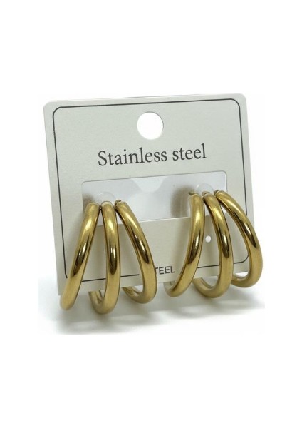 Altın Renk Kalın Halka Küpe - Çelik (Stainless Steel) modelleri
