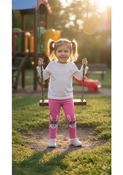 Ideal Sepet Tavşan Nakışlı %100 Pamuk Kız Çocuk Tayt modelleri