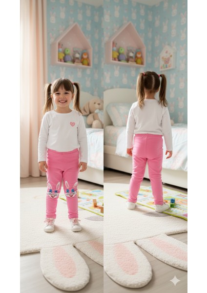 Ideal Sepet Tavşan Nakışlı %100 Pamuk Kız Çocuk Tayt fırsatları